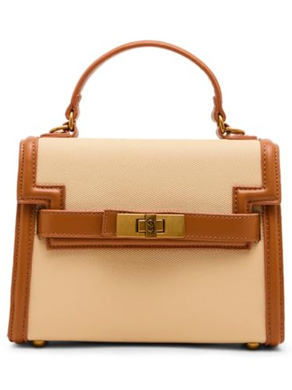Steve Madden Top Handle Satchel with Crossbody Strap and Turnlock Closure